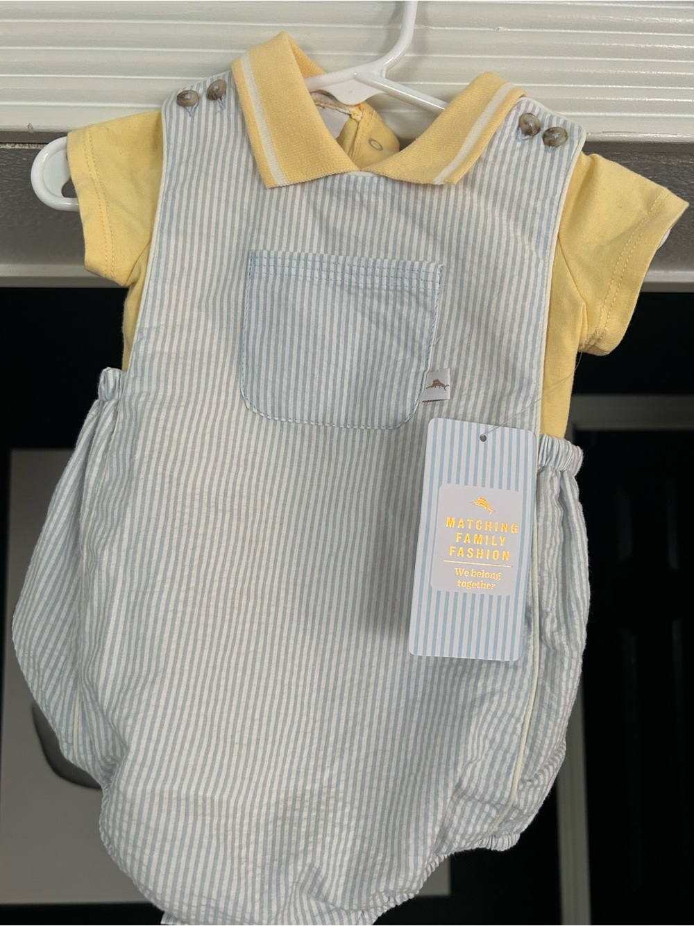 Tommy Bahama Yellow Polo with Light Blue Striped Romper